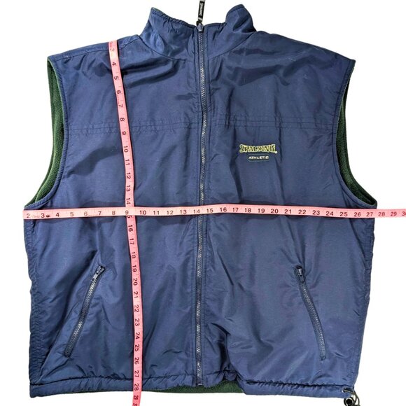 Spalding Athletic XL Vintage Reversible Blue & Green Fleece Full Zip Vest - Picture 8 of 9